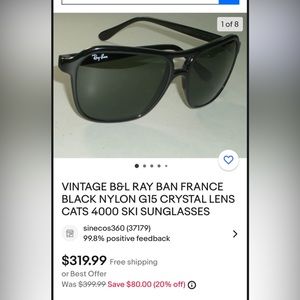 RayBan B&L Cats Ski Glasses Crystal lenses 4000